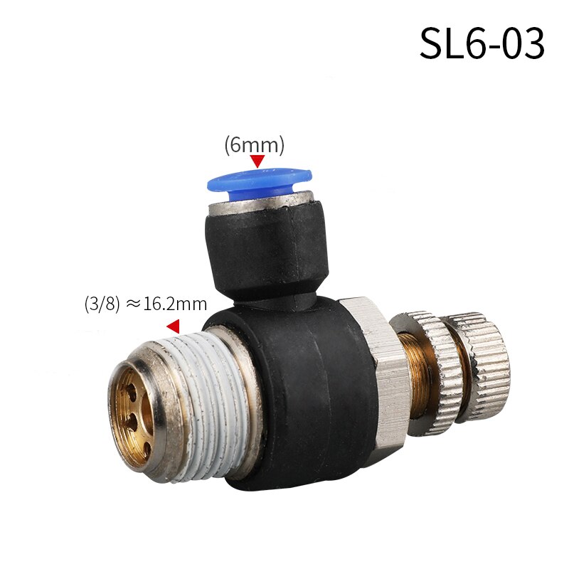 Pneumatic quick connect connector SL 4 6 8 10 12mm M5 "1/8" 1/4 "3/8" 1/2 air speed regulating valve Accelerator valve: SL6-03
