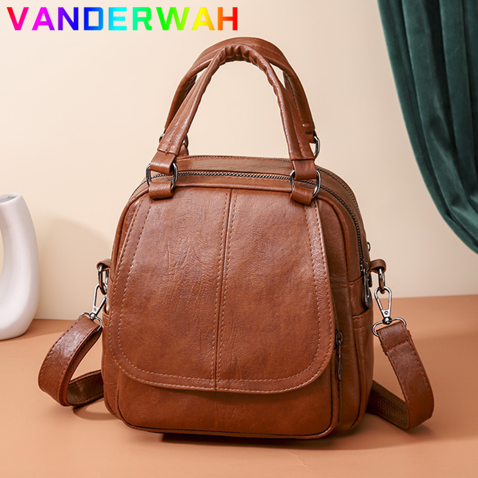 Women's Backpack Small Retro Bagpack Multifunctional Big Capacity Shoulder Crossbody Bag Female Travel Back Pack Mini Handbag