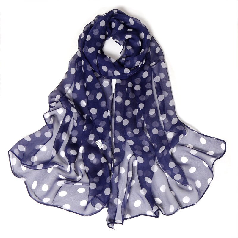 Foulard en mousseline de soie georgette à pois pour femme, long châle bandana, fin, pour l'été