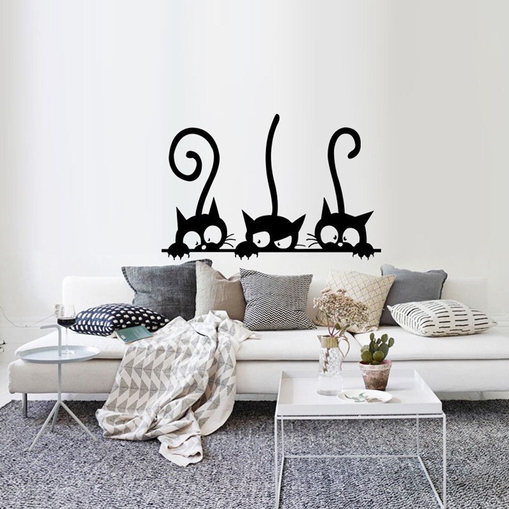 Drie Grappige Katten Animal Muursticker Huishoudelijke Kamer Pvc Raam Decals Muurschildering Diy Decoratie Verwijderbare 3D Muurstickers Thuis