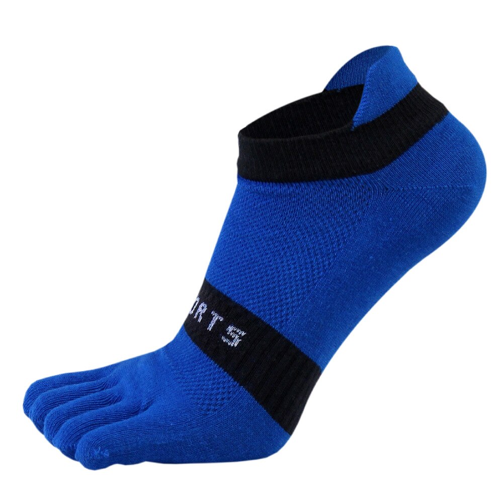 Five Finger Socks Men Pure Cotton Sports Breathable Comfortable Shaping Anti Friction Men's Five Finger Socks: blue