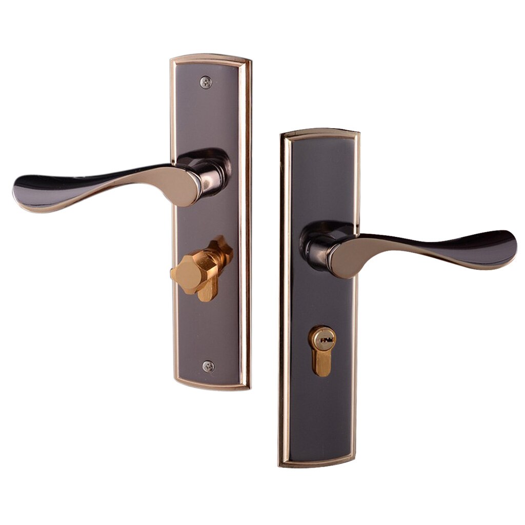 Modern Door Handles Front Back Lever Lock Cylinder Home Security With 3 Keys