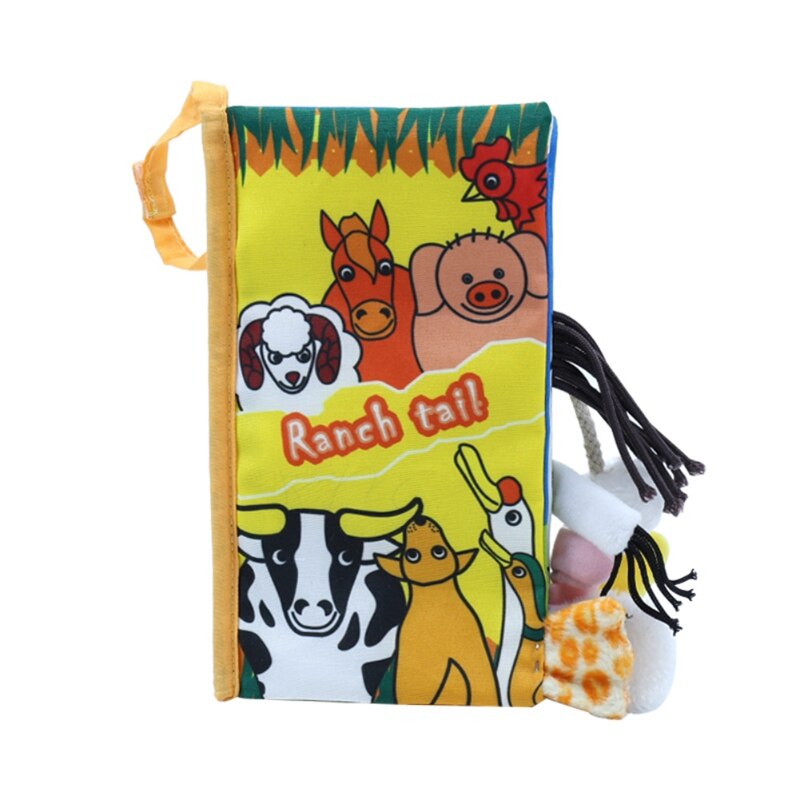 Infant Baby Cloth Books Cartoon Animal Pattern Baby Soft Activity Crinkle Cloth Books Educational Learning Toys
