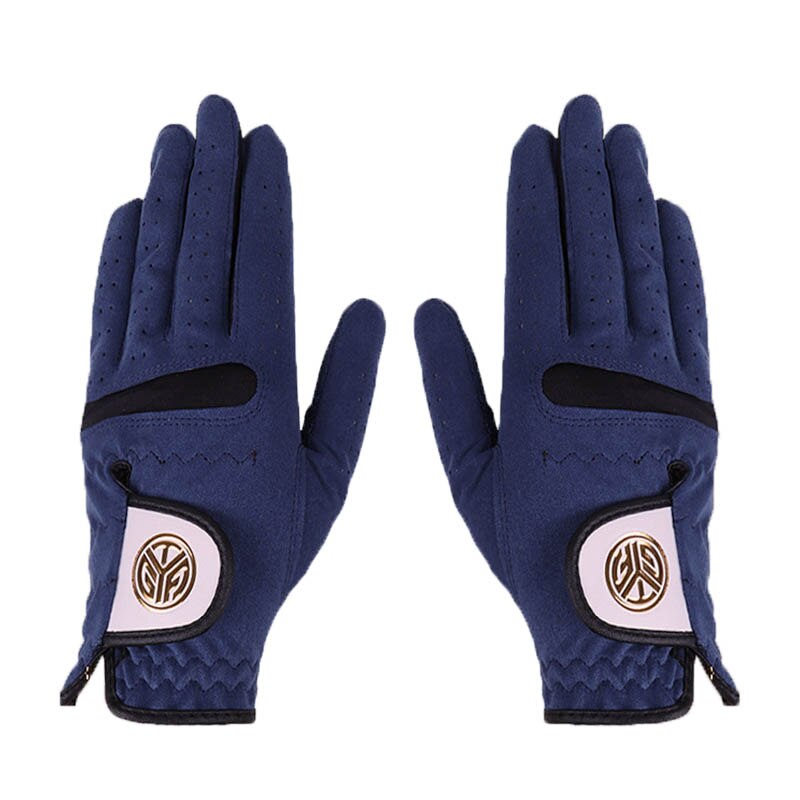 Roze Blauw Links Rechts Handen Anti-slip Ademende Microvezel Doek Golf Handschoenen Wanten Outdoor Golf Sport Hand beschermen: Marine blauw / 20