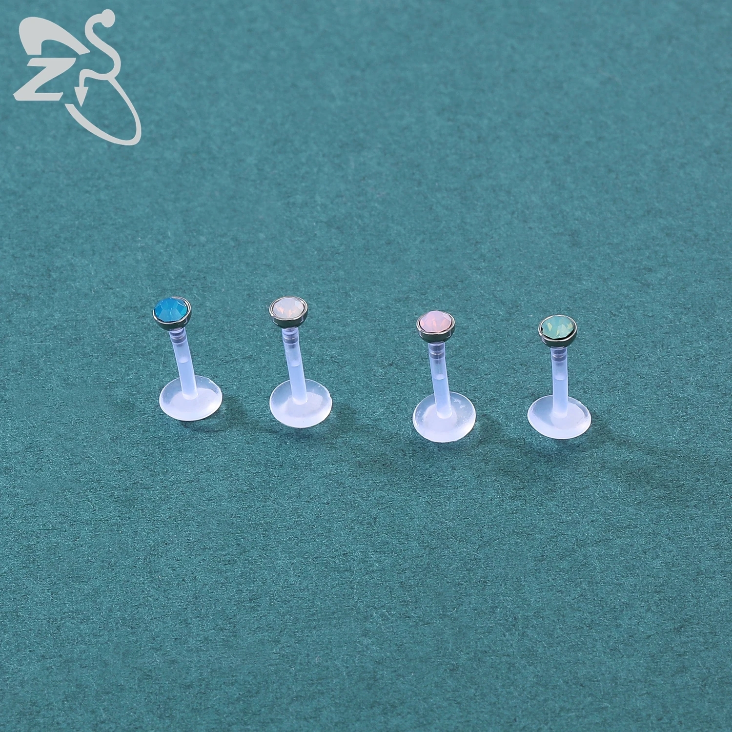 ZS 5 unids/lote 16G claro Bioflex labio Labret Piercing Set cristal Monroe labio Stud estrella corazón oreja Tragus hélice cartílago Piercings