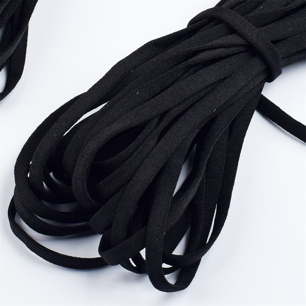3/5mm muns mask elastiskt band snöre ansiktsmask vit svart rep gummiband tejp öronsnöre rund platt öra hängande gör-det-själv-tillbehör