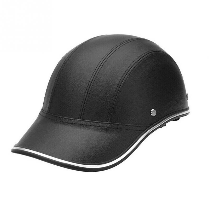 Sport Fietsen Baseball Cap Helm Outdoor Veiligheid Motorfiets Fiets Duurzaam Kleurrijke Warme Lederen Half Helm: Black