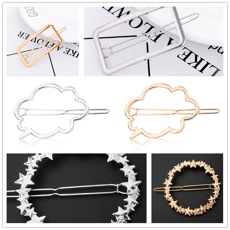 femme cheveux accessoires pince à cheveux épingle métal géométrique alliage bandeau lune cercle Hairgrip Barrette filles support