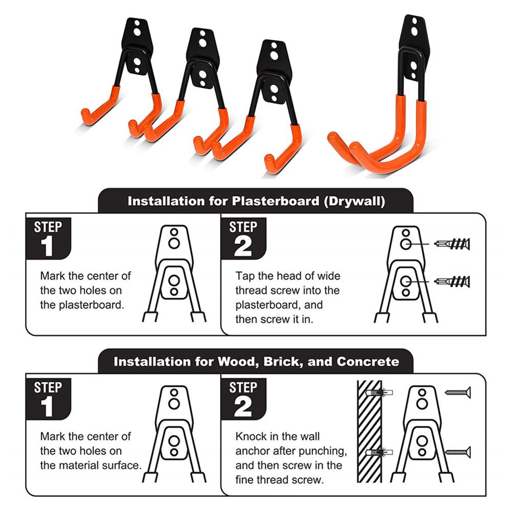 2 Hooks Heavy Duty Screw Installation Hook for Organizing Power Tool Holder Warehouse Tool Hook Item Finishing Accessories