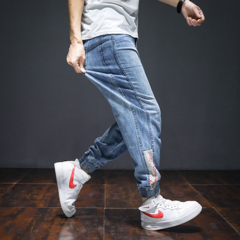 Streetwear mænd jeans stor størrelse m -7xl print denim cargo bukser slap bund joggerbukser hip hop jeans mænd