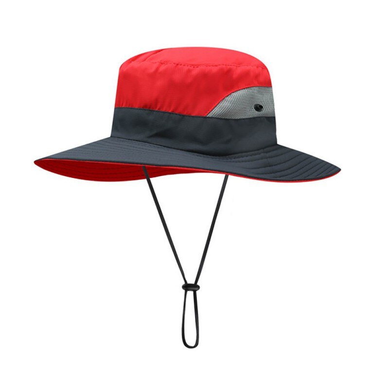 Paardenstaart Zonnehoed Vrouwen \ 'S Outdoor Uv-bescherming Opvouwbare Mesh Brede Rand Strand Vissen Cap: Rood
