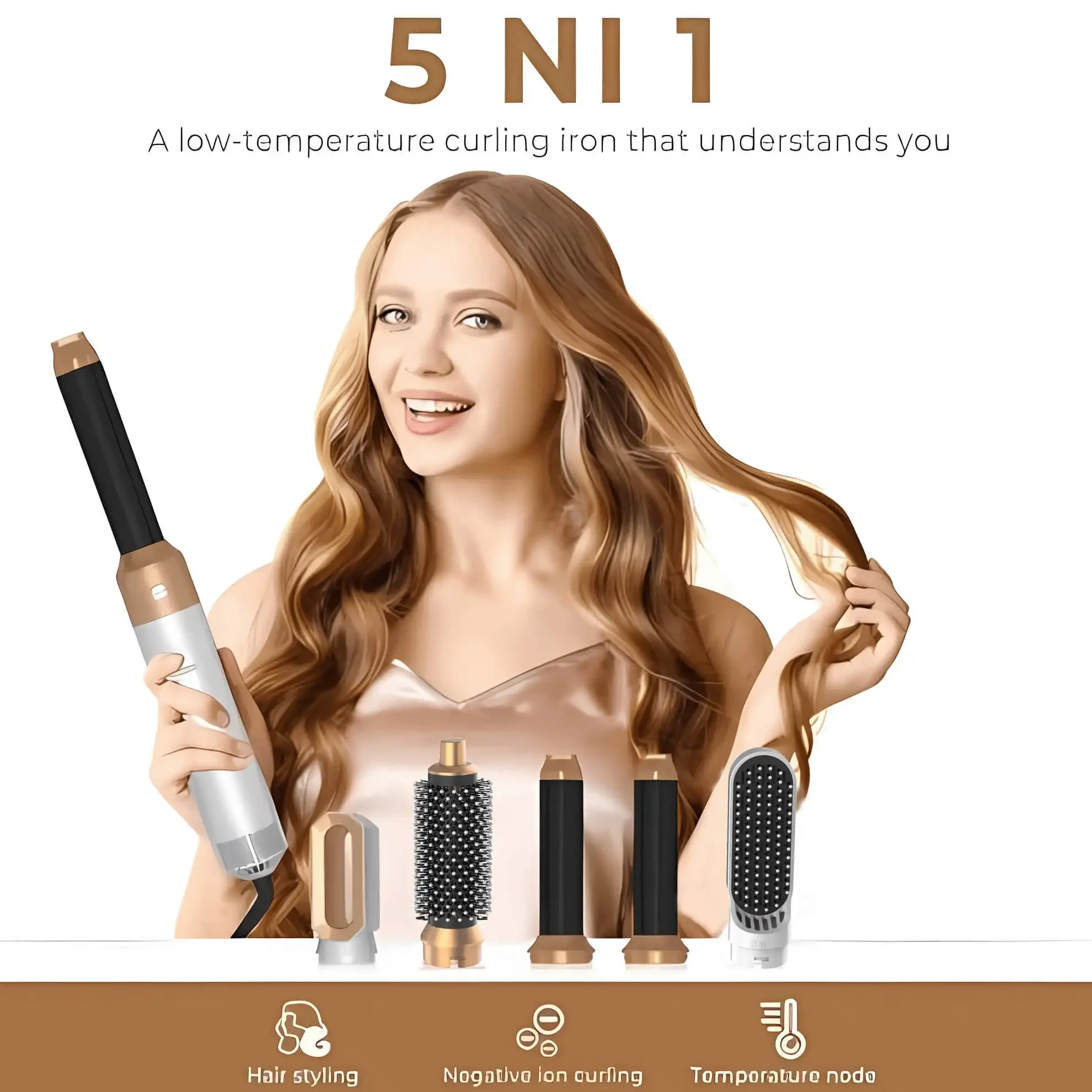 5 in 1 Haartrockner Kamm einstellen Beruf eller Heißluft styler zum Glätten und Volumen von Locken zu Hause
