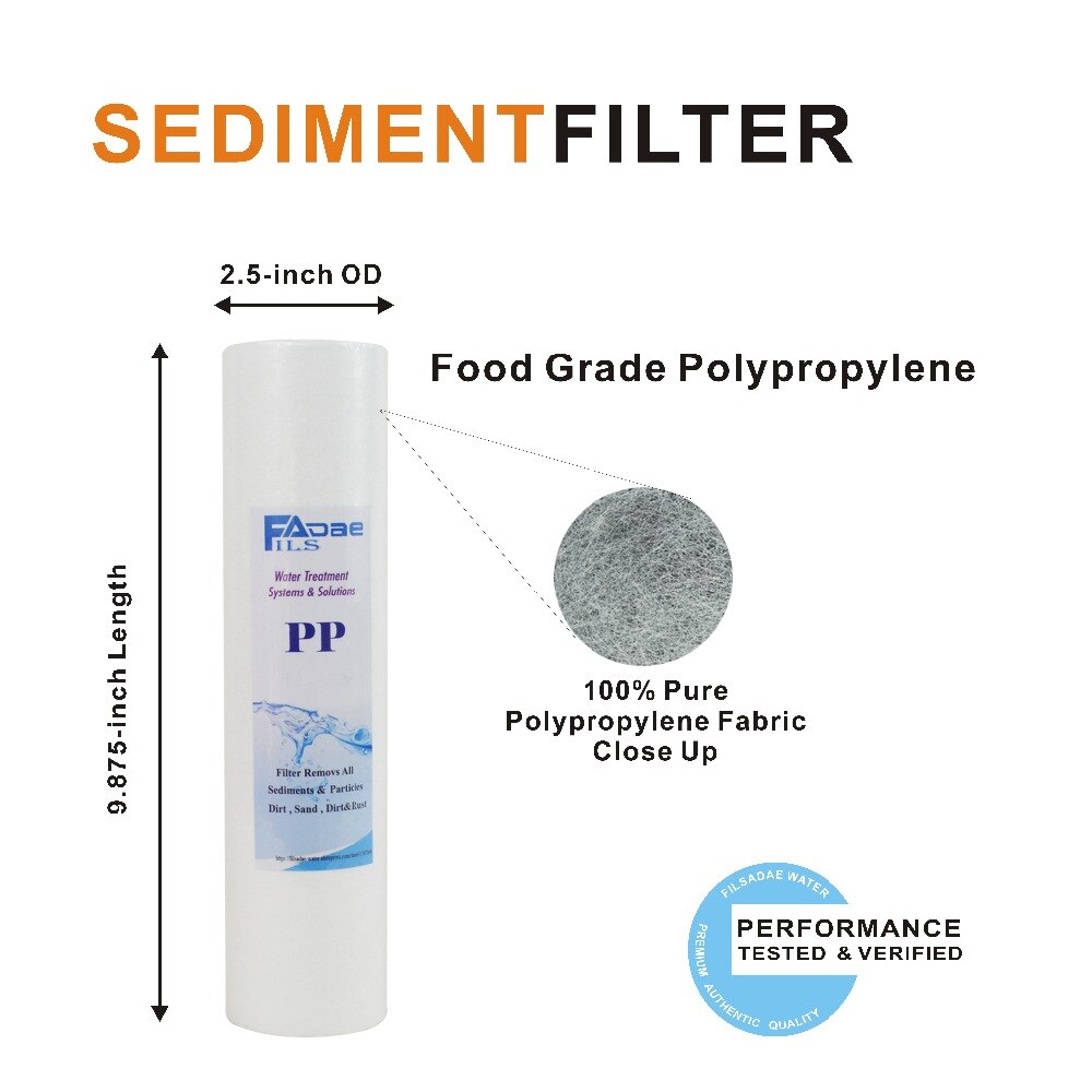 Reverse Osmosis System Pre-filters 10" L x2-1/2/" OD ,5 Micron Polypropylene Sediment Filter Cartridge