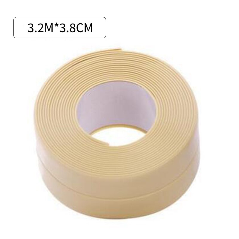 Badkamer keuken douche waterdicht schimmelwerende tape wastafel bad afdichtstrip tape zelfklevende pleister badkameraccessoires: Beige 3.2 mx 3.8cm