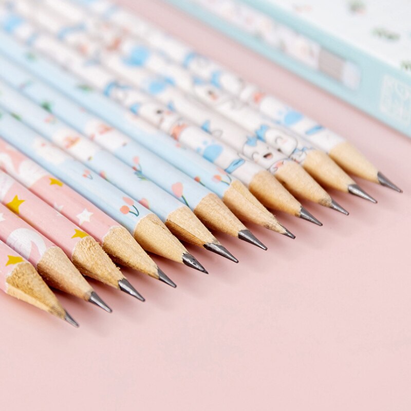 10 Pcs/set Cartoon HB Standard Sketch Pencil Set Wooden Pencil Lot Cartoon Art Supplies Stationery For Student Kids School