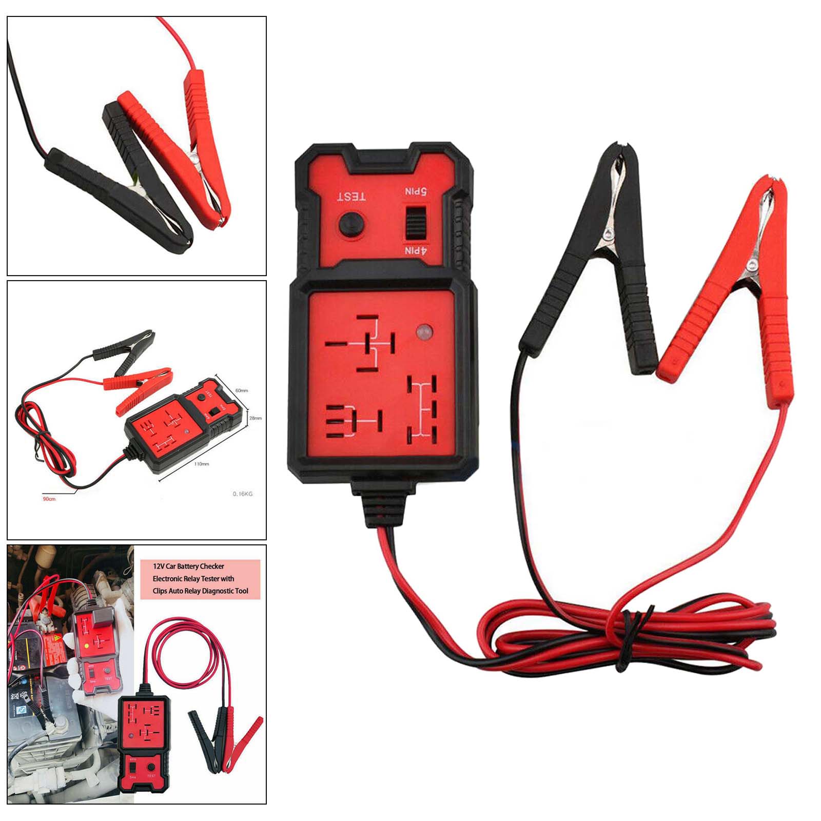 12V Battery Checker Car Battery Load Tester Car Relay Tester Universal Electronic Automotive Relay Tester