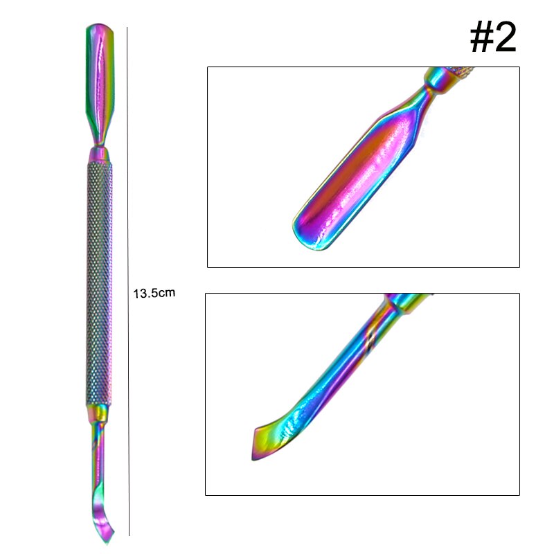 Dual-ended Chameleon Nail Cuticle Pusher Set Dead-skin Remover Cuticle Nipper Clipper Scissor Stainless Steel Manicure Tool: 02