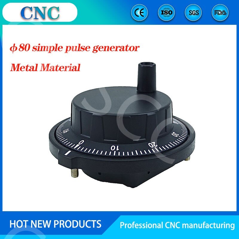 80MM diameter simple pulse generator CNC electronic handwheel electronic hand pulse input DC5V black metal shell
