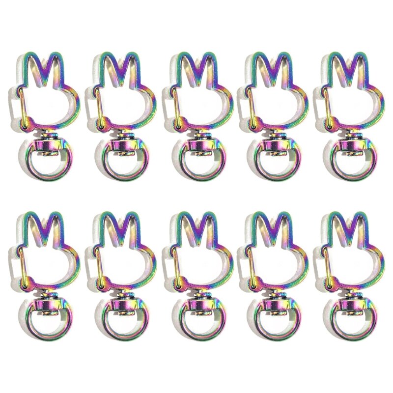 10 stuks regenboog metalen karabijnhaak kreeftensluiting lanyard met sleutelhanger voor sleutelhanger hart ster kat sleutelhanger open bezel diy tassen findi: 4