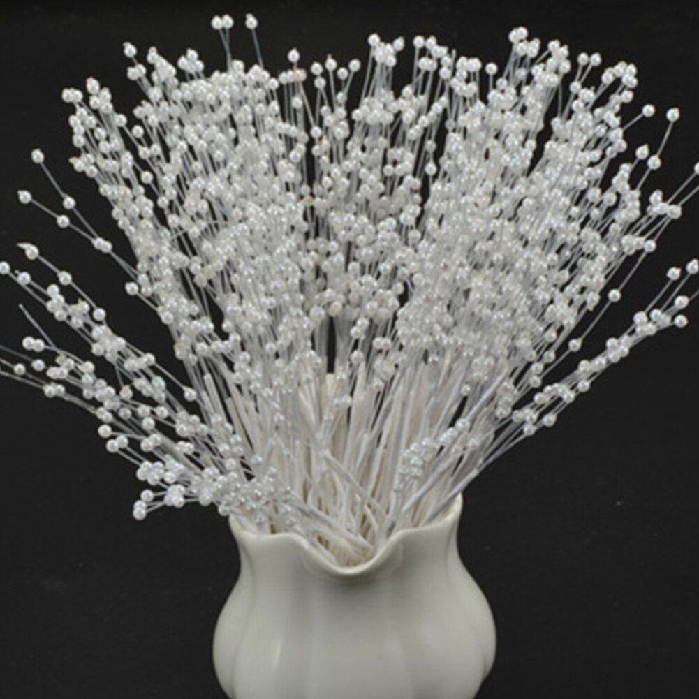 Bouquet de fleurs de mariée blanc/or/argent, 10 tiges, perles artificielles 19.5cm, tige en fil métallique, décoration de mariage #864