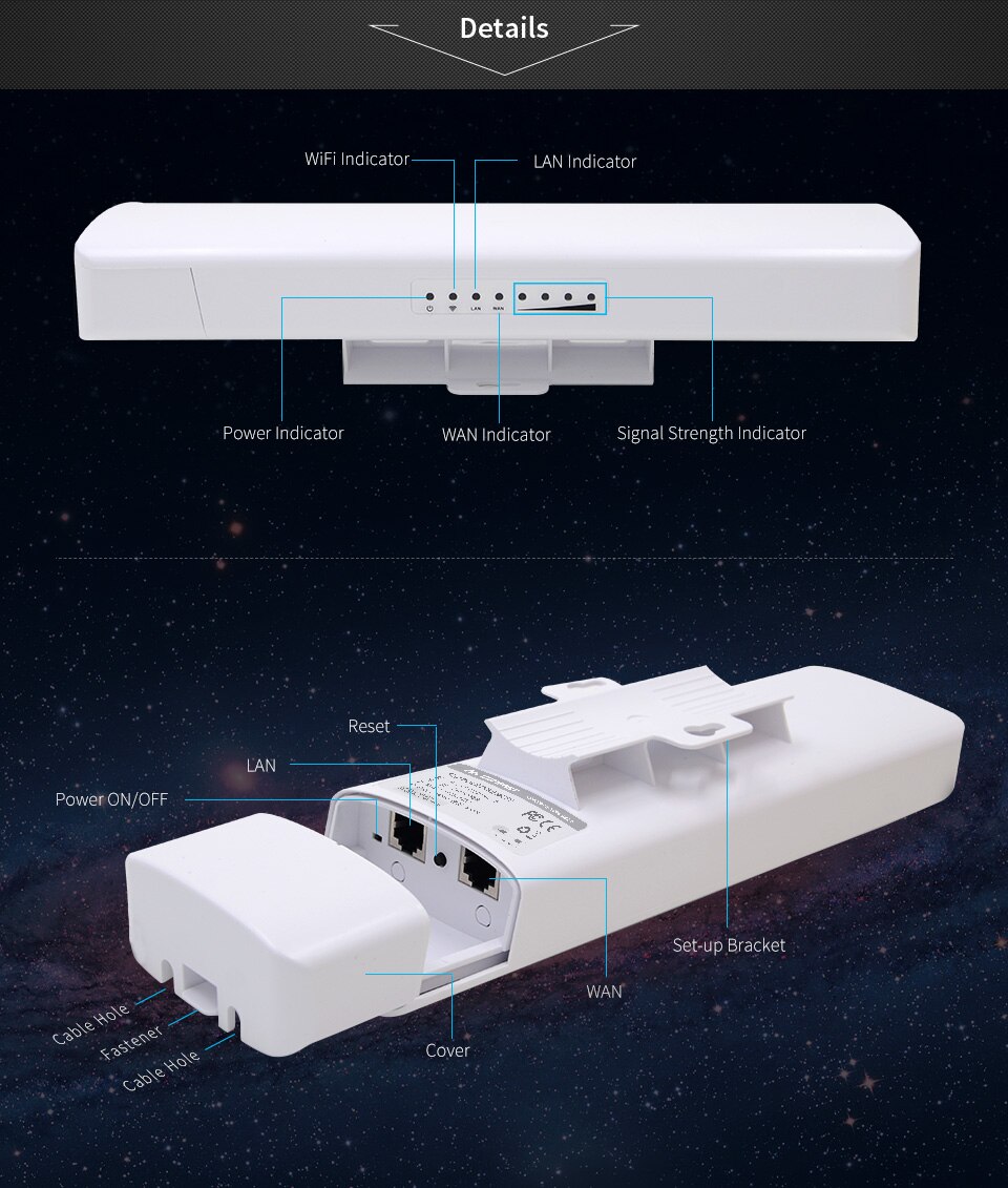 1-3Km Outdoor Wifi Cpe Comfast CF-E314N V2.0 Wifi Repeater 300Mbps 2.4G Wifi Ap Access Point draadloze Wifi Verlengen Cpe Router