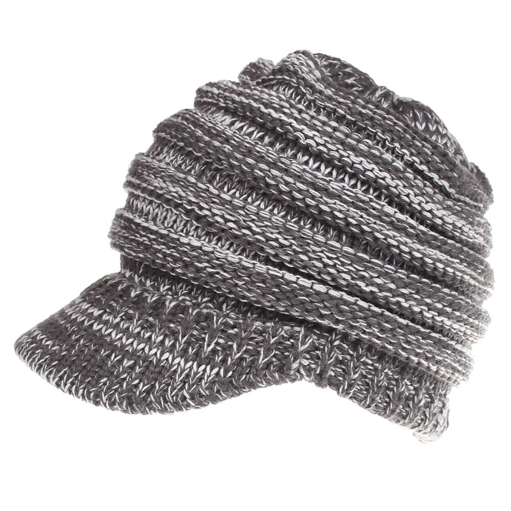 Doradeer Ins Vrouwen Hoeden Gebreide Baseball Mutsen Skullies Open Pony Tail Hoed Mutsen Cap Ski Sport Cap: Deep grey