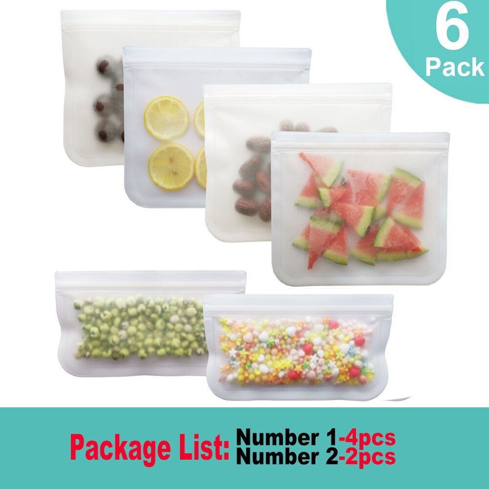 5-12 szt. Świeże torby robić przechowywania matowe pojemnik silikonowy na żywnosć worek szczelny szczyt owoce na przekąnarty pojemniki na domowy lodówka: 6 szt
