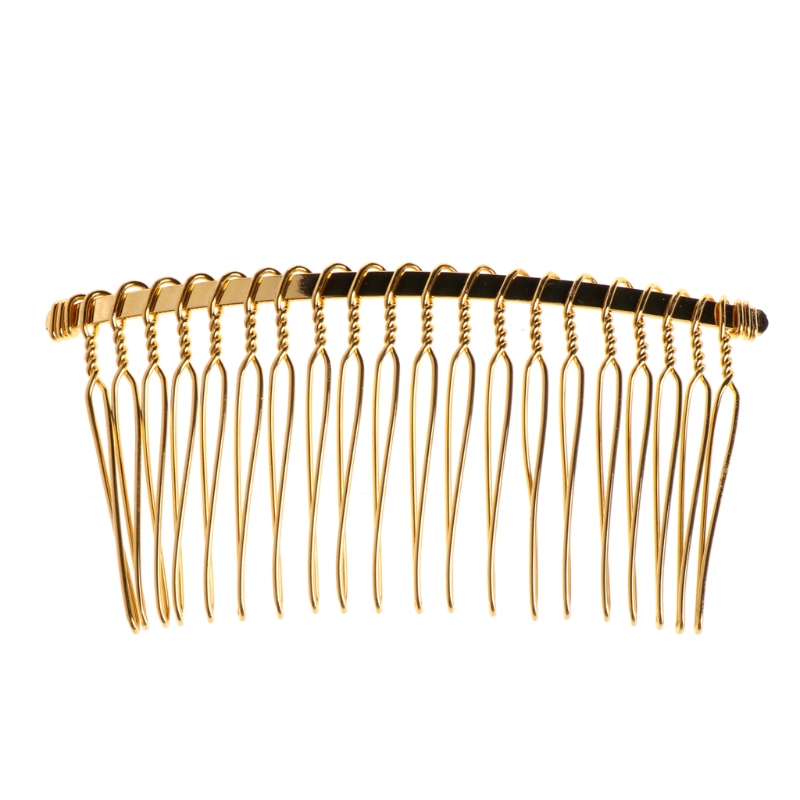 Pinzas para el pelo de 20 dientes para novia, accesorios para el cabello, peine lateral de Metal para velo de novia, herramienta de peinado DIY para mujer: Color dorado