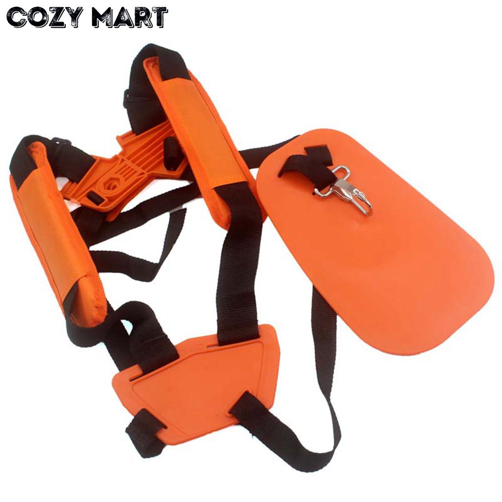 Double Shoulder Strap Grass Hedge Trimmer Brush Cutter Harness Belt Carry Hook Garden Safety Orange