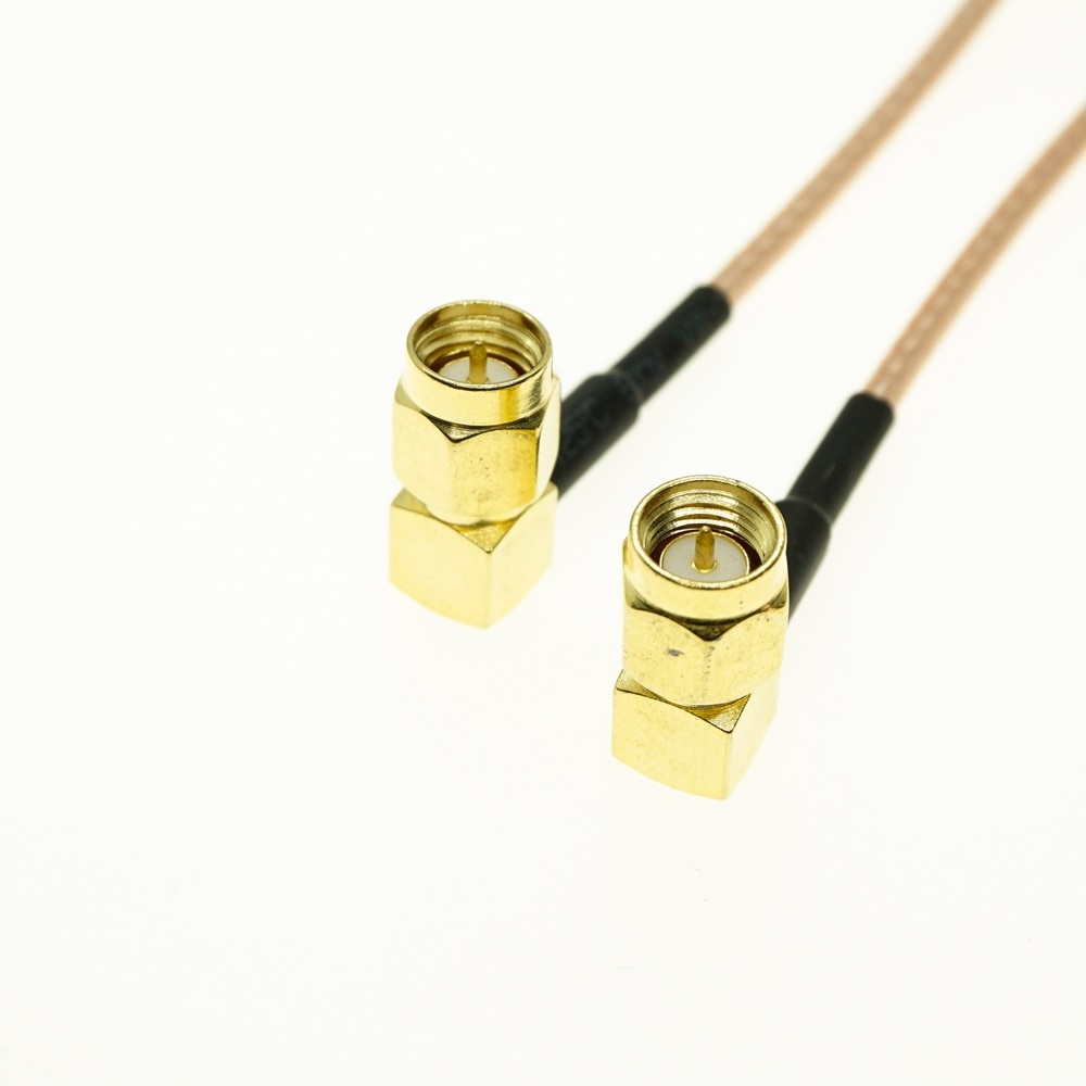 SMA macho, ángulo recto a SMA macho, Cable de Cable en espiral de RF de ángulo recto de 6 pulgadas, puente RG316 de 10cm, 15cm, 50cm