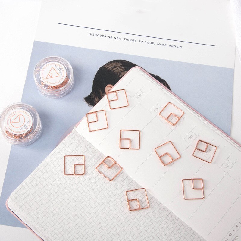 10pcs/lot Geometric Shape Paperclips Square Styling Decoration Office Accessories Paper Clips Bookmark Office Supplies