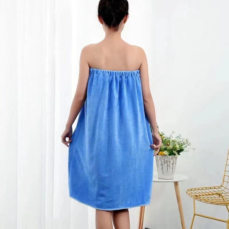Solid Color Microfiber Quick-Drying Women Soft Bath Towel Absorbent Breathable Bathrobe Shower Washcloth for Bathroom Beach: 02 blue