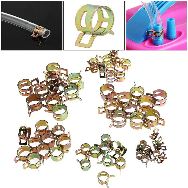 160PCS Spring Band Type Action Fuel Line Silicone Vacuum Hose Pipe Clamp Low Pressure Air Clip Clamps Fasteners Kit