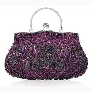 XIYUAN Brand2018 Evening Bag Women Lady Beaded Clutches Best Female Bulk Evening Bags With 12 Colors: Dark Purple