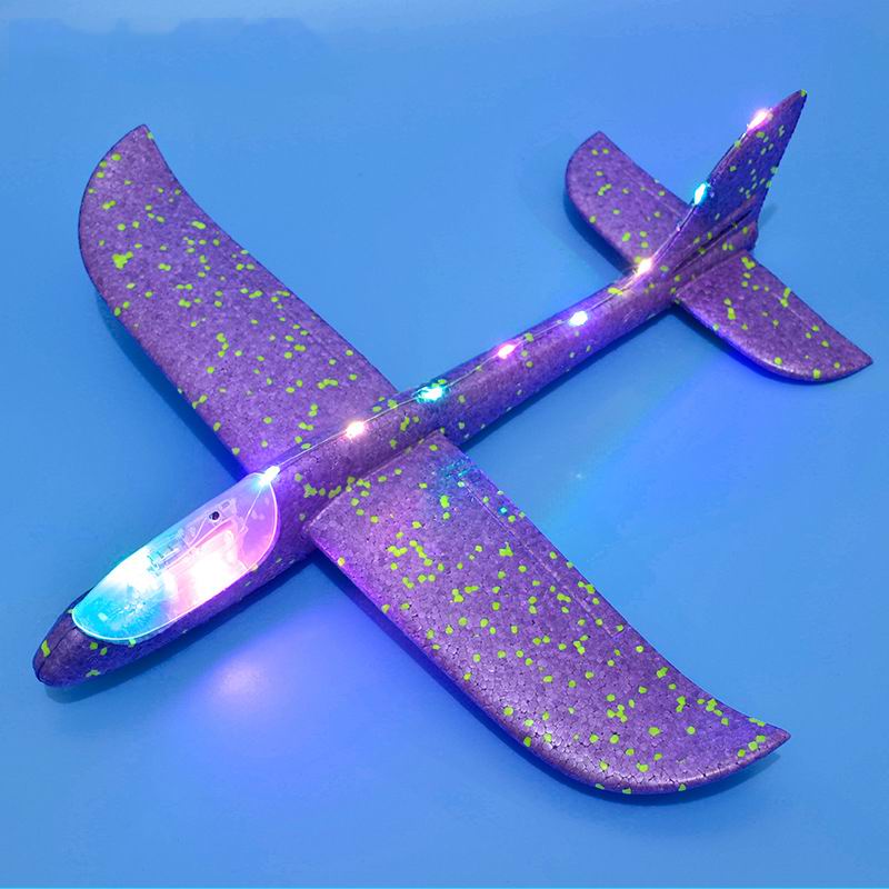 SAILEROAD 48 centimetri LED Lancio A Mano di Lancio Aereo Aereo Aliante Inerziale Schiuma Giocattolo Per Bambini Modello di Aereo per Esterni per Giochi Del Capretto: 48x50x22 LED purple