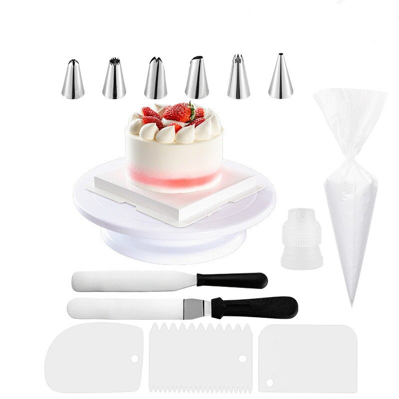 Taartdecoratie vaardigheden set 63 stuks gebak gereedschap tas snoep accessoires spuitmond roestvrij staal room taart bakken keukengereedschap