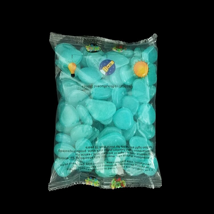 Piedras luminosas para decoración de jardín, guijarros decorativos que brillan en la oscuridad, para pecera al aire libre, piedras de guijarros, mezcla de colores para acuario, 100 Uds.: Azul