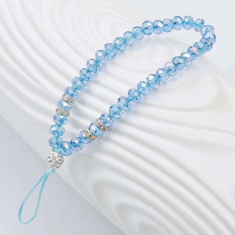 Luxury Crystal Mobile Phone Straps Lanyards For Keys Bling Diamond Hand Wrist Strap Rope Cord Holder Lanyard For Phones: Sky Blue