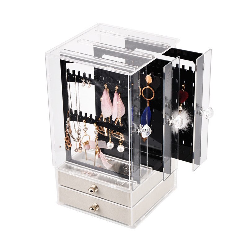 Jewelry Organizer Storage Box Necklace Display Case Earrings Bracelet Hanger Decoration Girls Women Makeup Storage Case