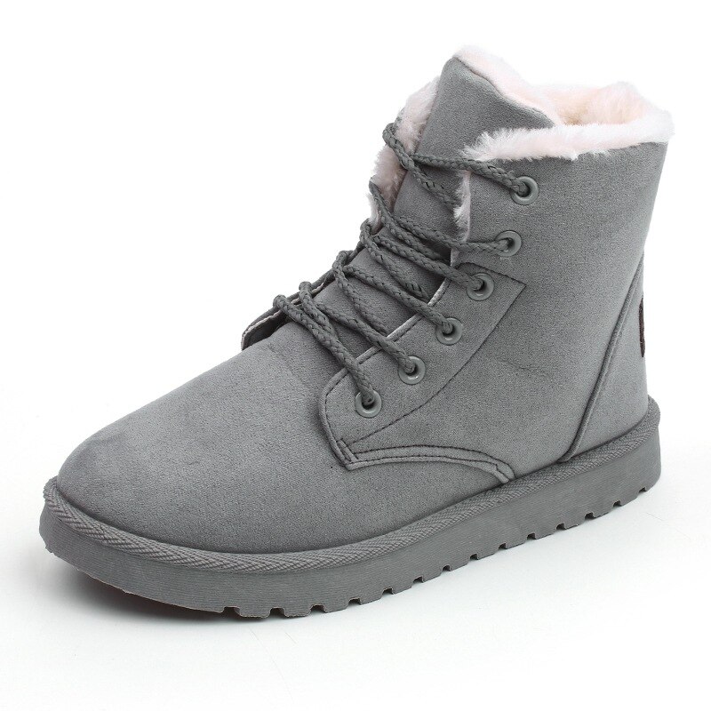 Dameslaarzen winter warme sneeuwlaarzen dames laarzen mujer veter enkellaarsjes met bont dames winter damesschoenen zwart  nm01: Grijs / 36