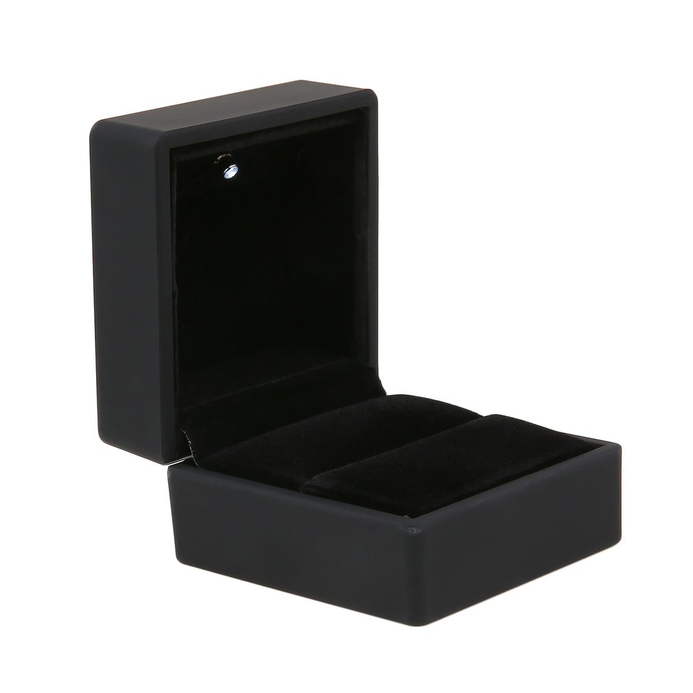 Zwart/Blauwe LED Verlichte Earring Ring Box Wedding Ring Sieraden Display Verpakking Organizer Opslag Voor Engagement