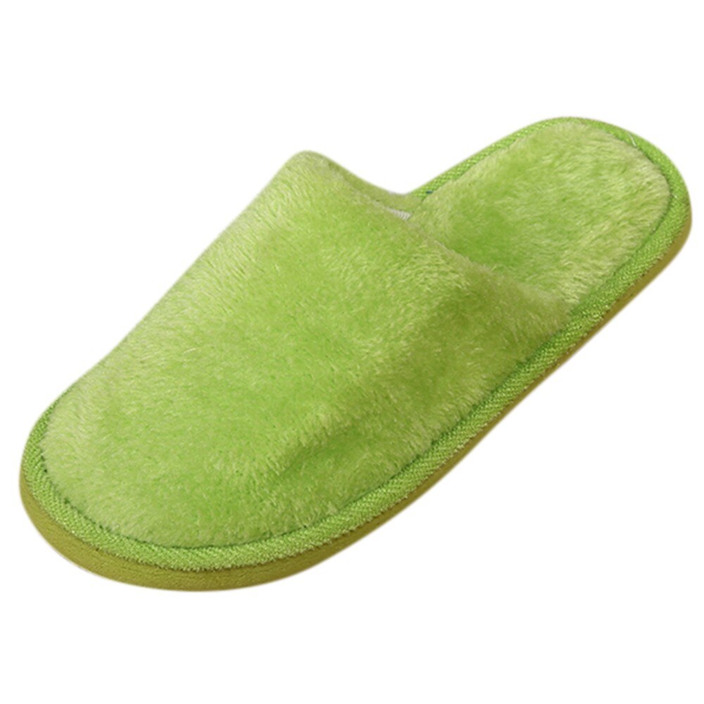 Chaussures antidérapantes pour hommes et femmes, pantoufles chaudes en peluche pour la maison, chaussures de chambre à coucher: Green / 7.5