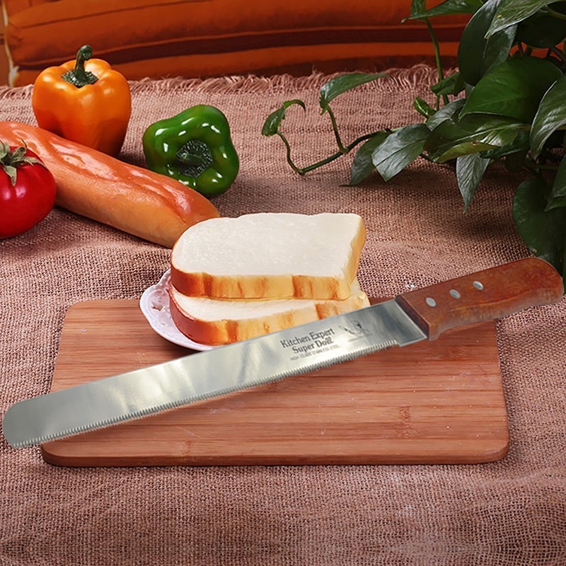 Walfos Food Grade 30 Cm Taart Mes Roestvrijstalen Mes Met Houten Handvat Brood Snijgereedschap Bakken & Gebak Gereedschap