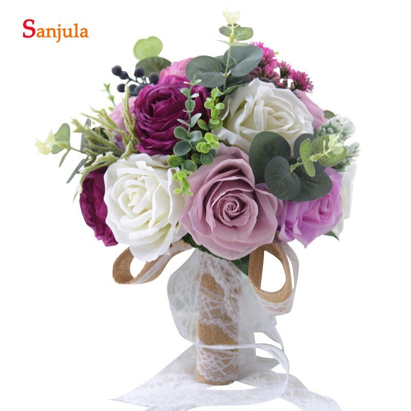 Pivoine artificielle Rose mariée main Bouquet belles fleurs Bouquet De Mariage nuptiale Mariage accessoire H007