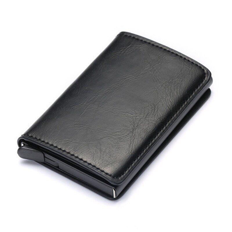 Bycobecy Zaken Id Card Case Mannen Creditcardhouders Mode Automatische Rfid Kaarthouder Aluminium Bankkaart Portefeuilles: Black X-12A