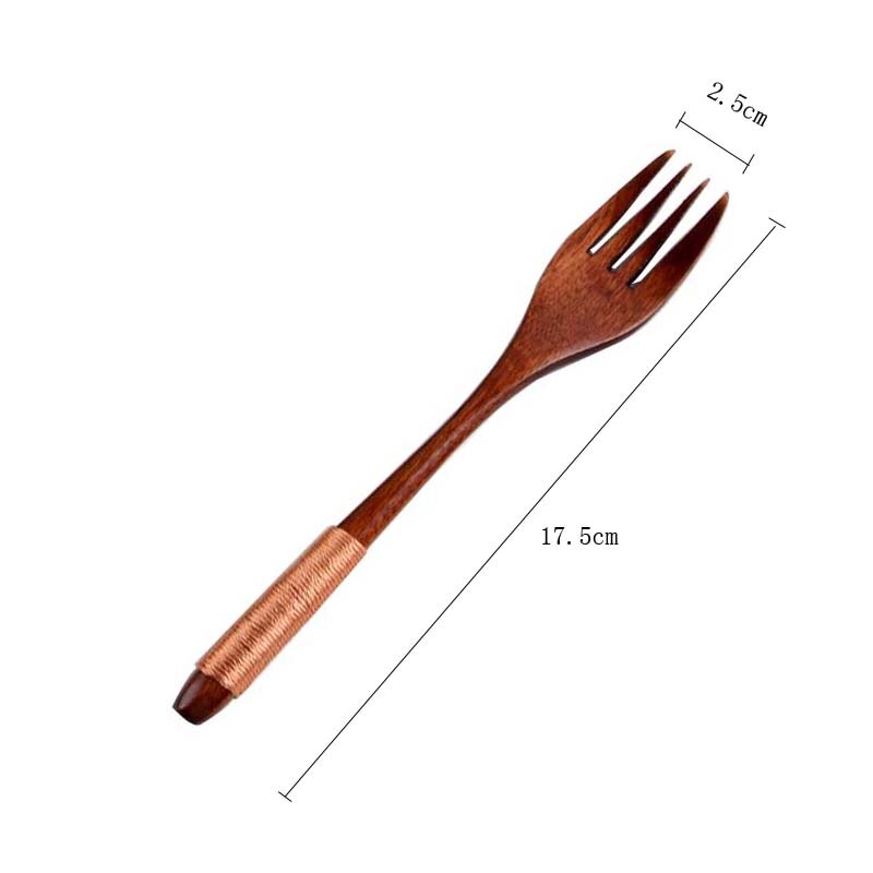 Balleenshiny 1pc fruktgaffel i japansk stil håndlaget buntebånd håndtak dessert spisegafler fire tenner bestikk servise