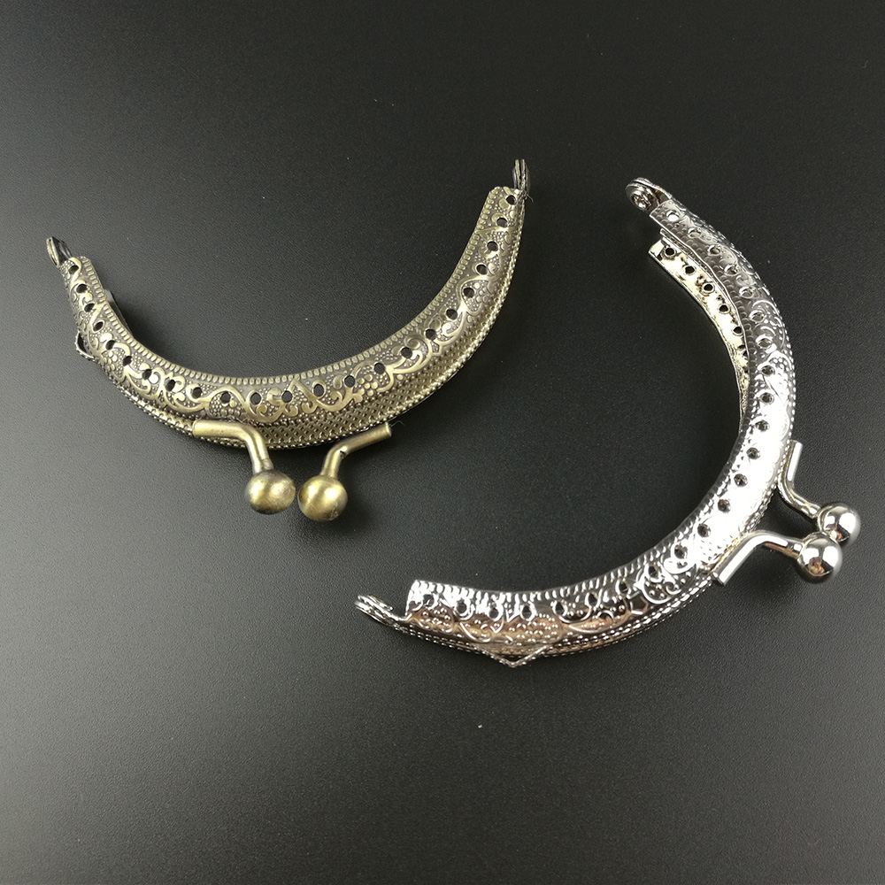 20PCS Smooth Coin Purse Frames 8.5cm Silver Purse Metal Frame Kiss Clasp DIY Sew Bags Clutch Accessories Sewing Handbag Handle