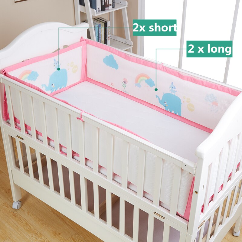 3D Mesh Fabric Breathable 4pcs Baby Bedding Bumpers Crib Protector Cushion Cotton Filling Baby Crib Bumpers Set for 4 seasons