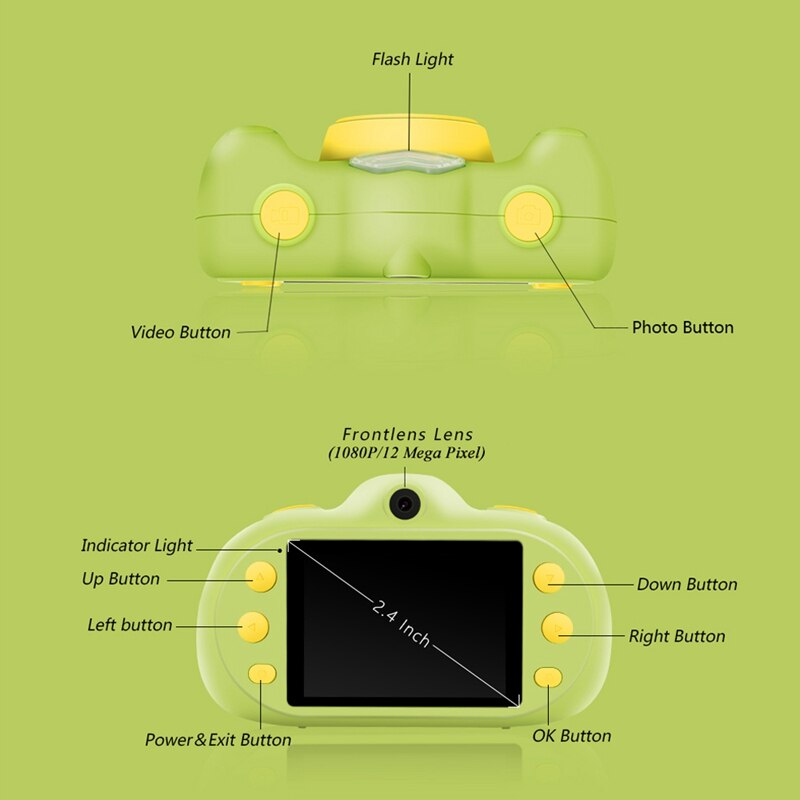 2.4 Inch Lcd-scherm Dual Lens Kinderen Sport Digitale Camera Kids Cartoon Mini Slr Camera