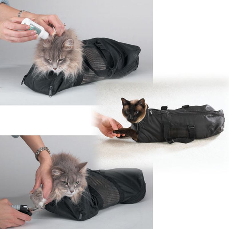 Bolsa de aseo para gatos, bolsa de restricción mediana + bozal gratis para gato, bolsa de baño portátil y duradera para mascotas del centro de la ciudad